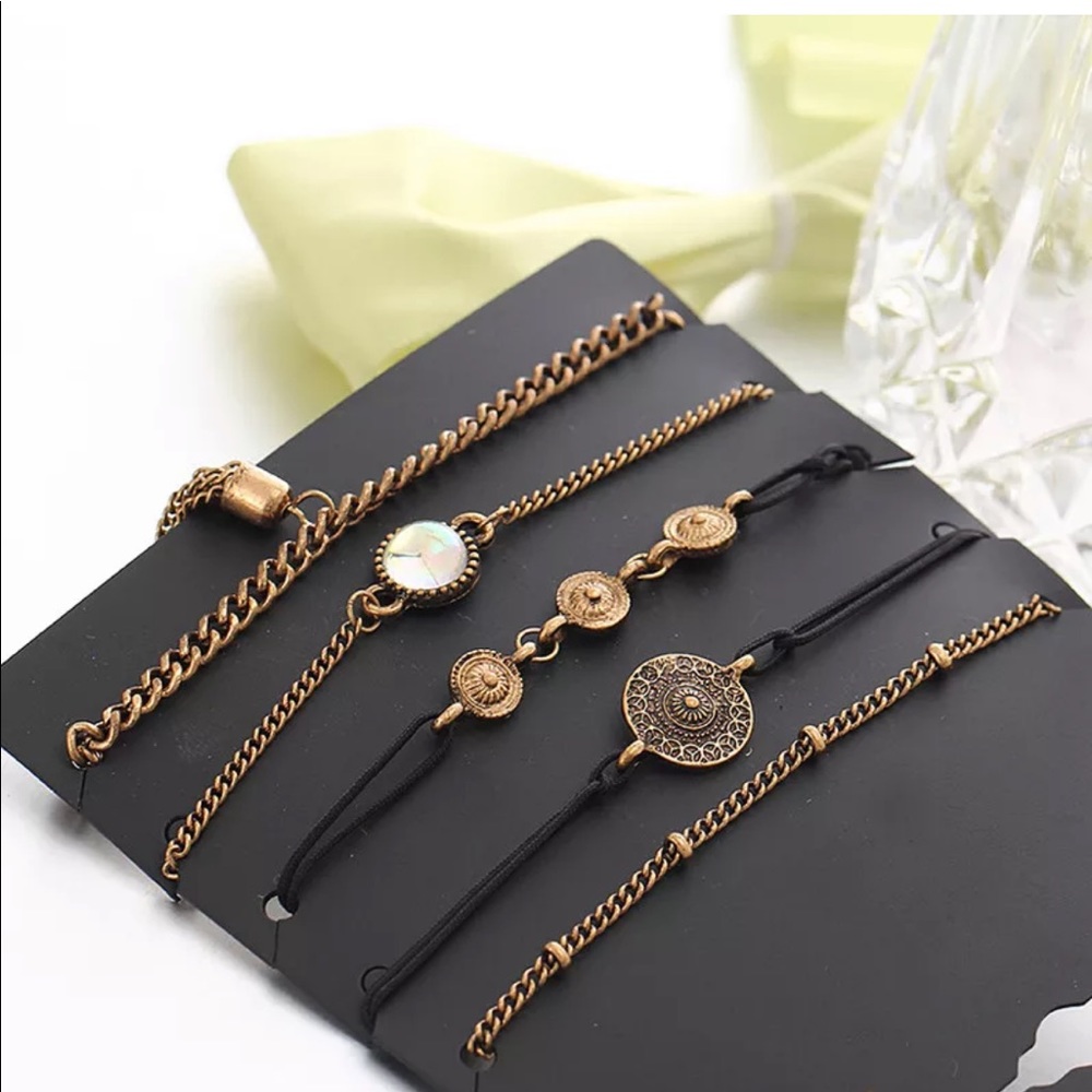 {LYANNA} boho moonstone medallion bracelet set - Picture 3 of 7